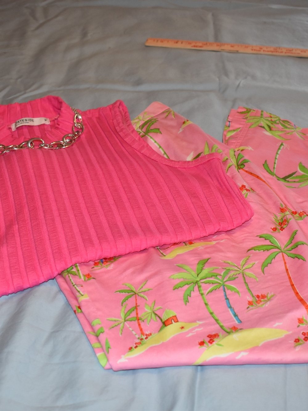 Tropical Pink Palm Print Capri Pants